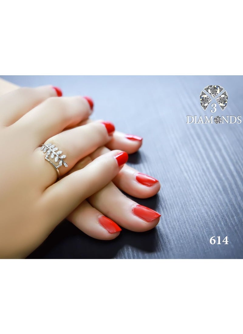 3Diamonds - Tree Leafs Platinum Plated Ring For Women With Zircon Stone - Silver - Image 1