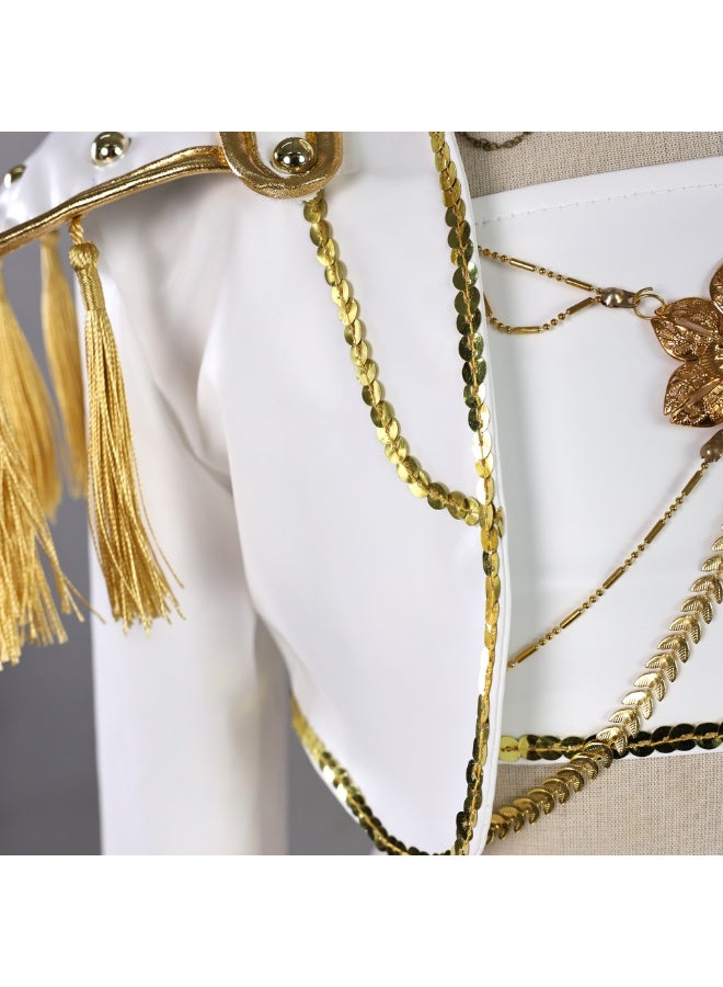 زي المحاربة الخيالية للفتيات – طقم تنكري باللونين الأبيض والذهبي(M) - Image 3