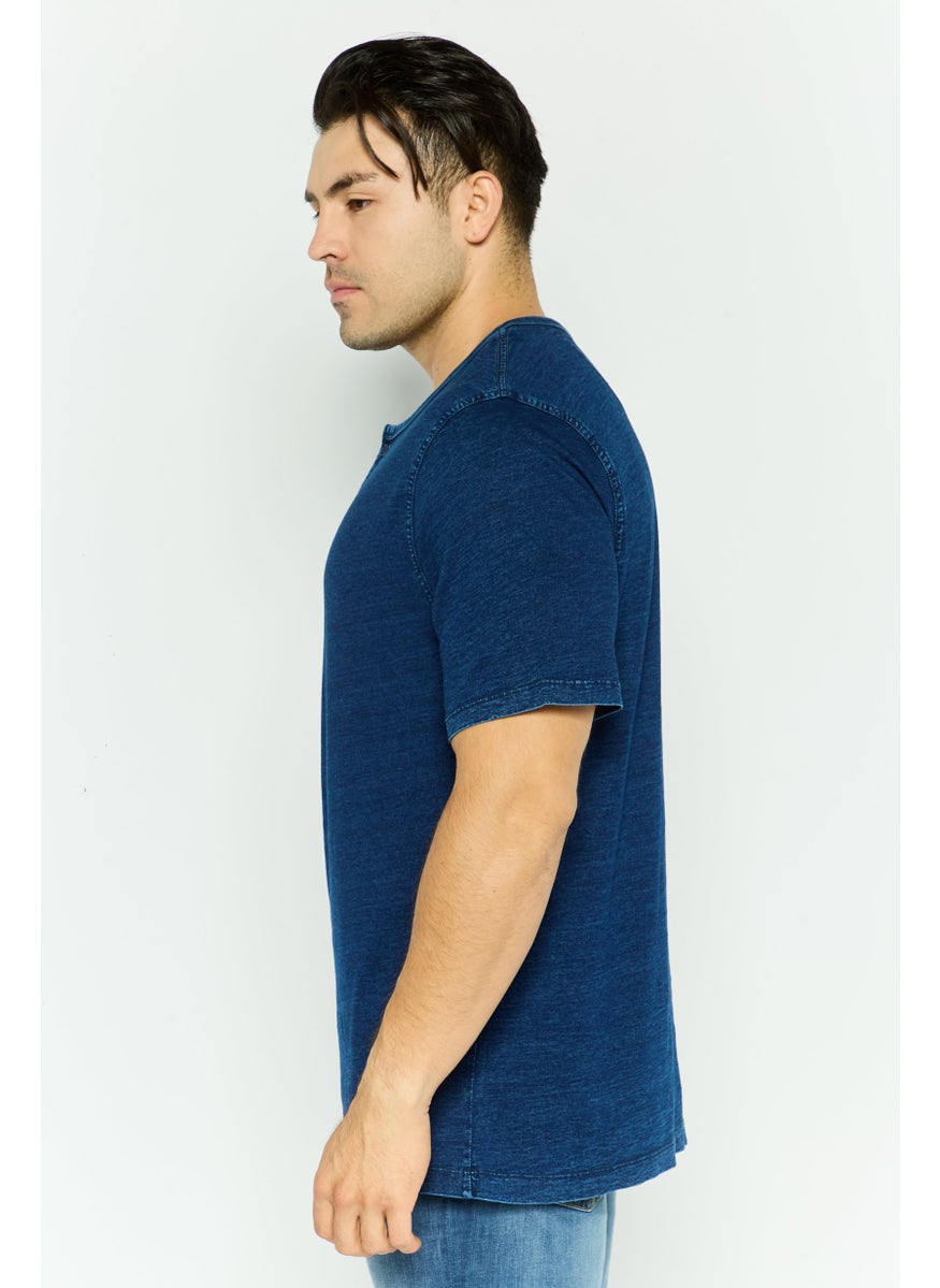 Project Essentials - Men Crew Neck Short Sleeve Solid T Shirt, Navy - Image 1