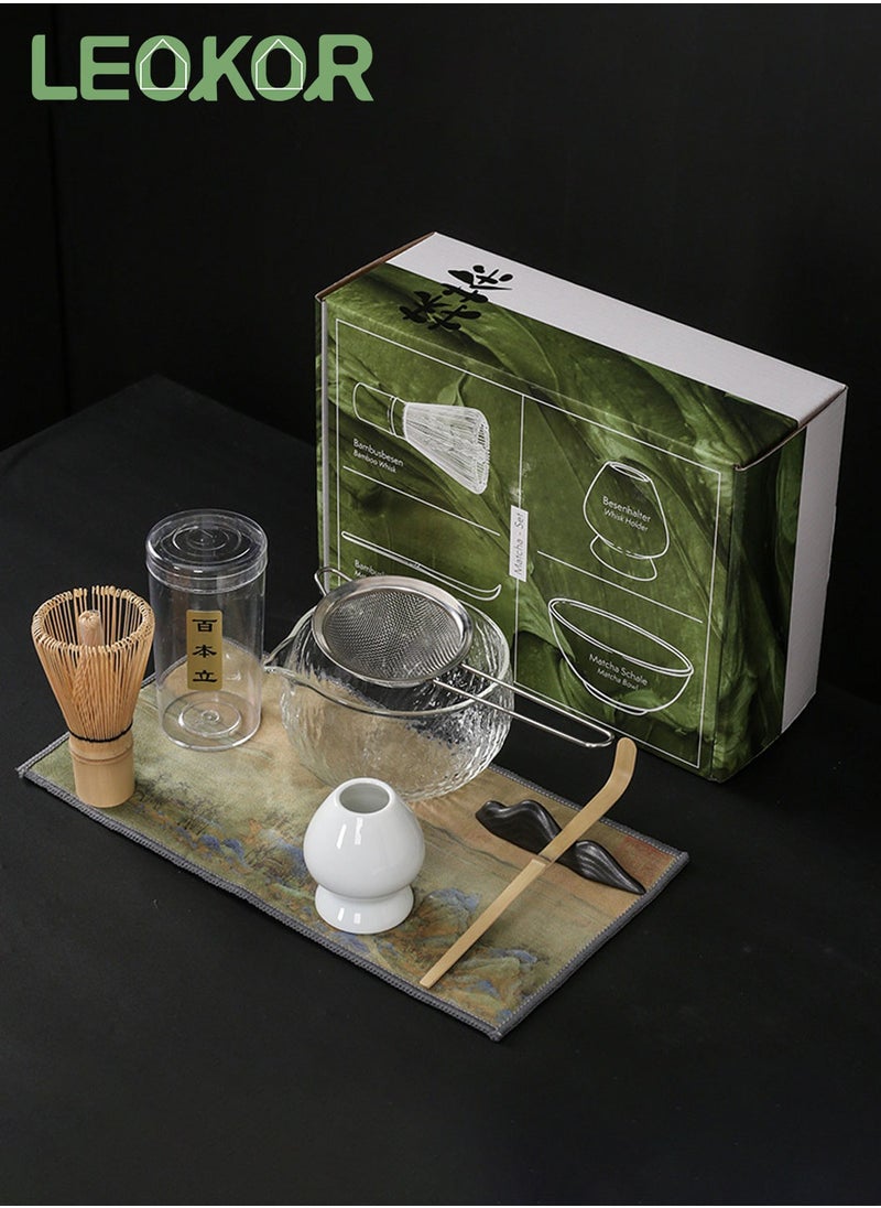 LEOKOR Japanese Matcha Tea Set 7Pcs Matcha Whisk Set, Include Matcha Bowl,Bamboo Matcha Whisk, Scoop, Whisk Holder,Stainless Steel Tea Sifter,Tea Making Kit  - Image 1