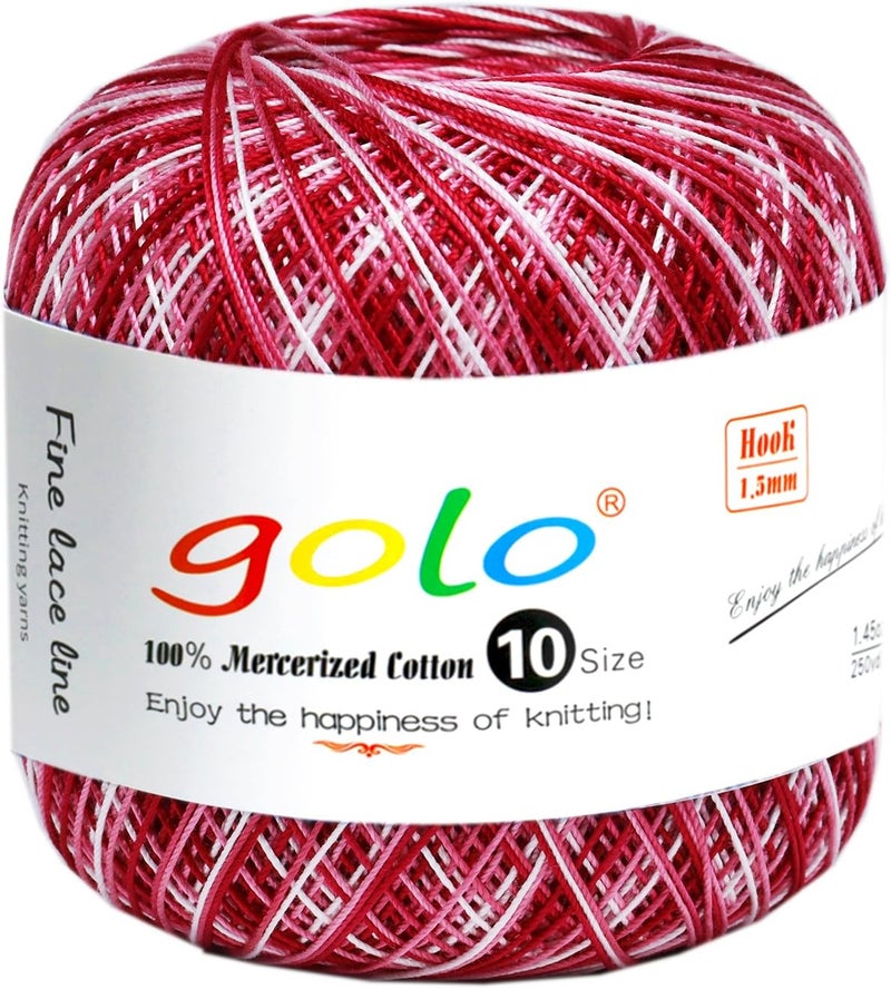 Golo Crochet Thread Size10 Yarn for Hand Knitting Lace Thread Milkshake red-D145 - Image 1
