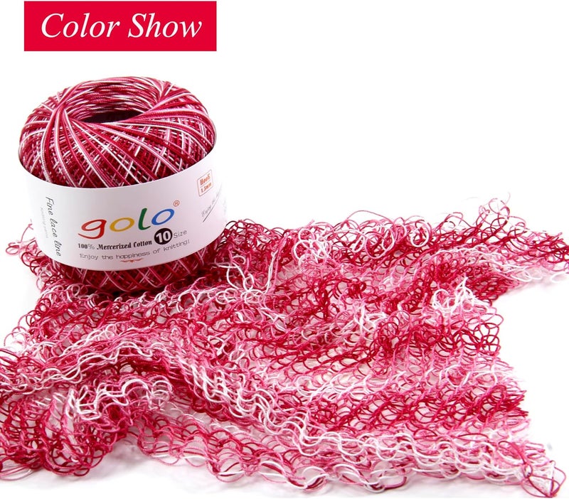 Golo Crochet Thread Size10 Yarn for Hand Knitting Lace Thread Milkshake red-D145 - Image 2