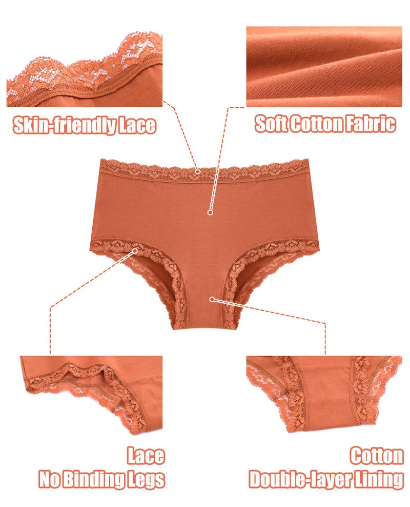 Sth Big Cotton Underwear for Women High Waisted Womens Underwear Pack Sexy Lace Edge Bikini Cheeky Panties Girls Brief - Image 4