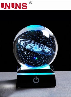 UNUNS 3D Solar System Crystal Ball Night Light with LED Colorful Lighting Touch Base, Night Light Figurine Lamps Solar System Model Decor Science Astronomy Gifts Space Gifts Decor  - Image 1