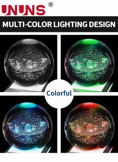 UNUNS 3D Solar System Crystal Ball Night Light with LED Colorful Lighting Touch Base, Night Light Figurine Lamps Solar System Model Decor Science Astronomy Gifts Space Gifts Decor  - Image 5