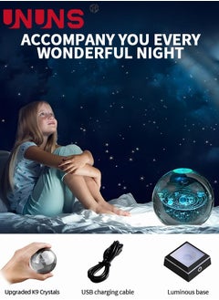 UNUNS 3D Solar System Crystal Ball Night Light with LED Colorful Lighting Touch Base, Night Light Figurine Lamps Solar System Model Decor Science Astronomy Gifts Space Gifts Decor  - Image 4