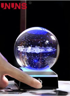 UNUNS 3D Solar System Crystal Ball Night Light with LED Colorful Lighting Touch Base, Night Light Figurine Lamps Solar System Model Decor Science Astronomy Gifts Space Gifts Decor  - Image 2