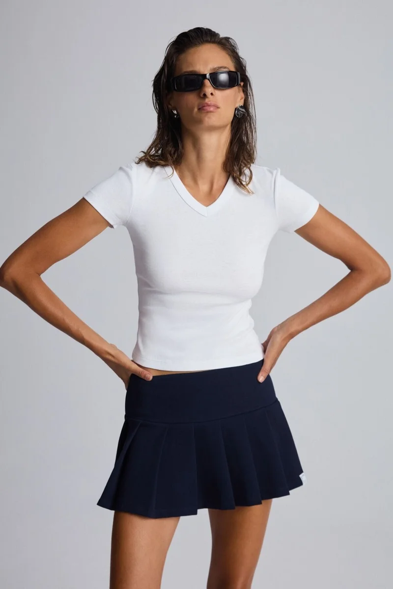 جريميلانج Jovita Women's Cotton-Polyester-Elastane Scuba Fabric Navy Blue Skirt