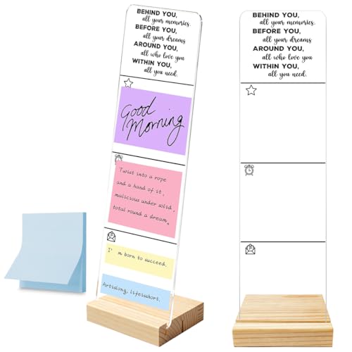 HTBIG Monitor Memo Board with Removable Wooden Base Acrylic Portable Sticky Note Holder, Within You All You Need Sign Office Desk Desk Set Sticky Notes 100 Sheets - Image 1