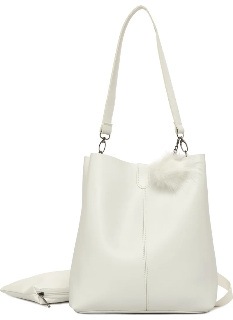 Bagmori White Striped Magnet Snap Bag