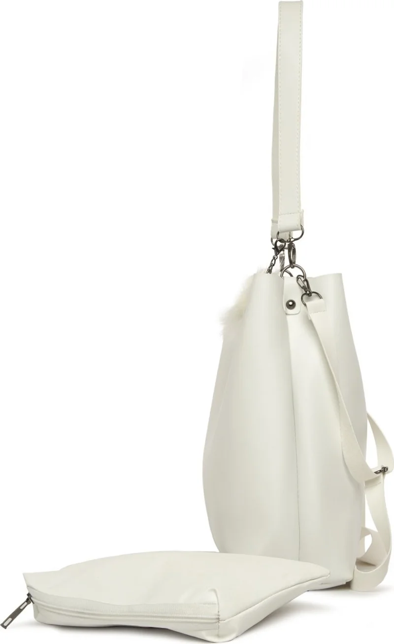 Bagmori White Striped Magnet Snap Bag