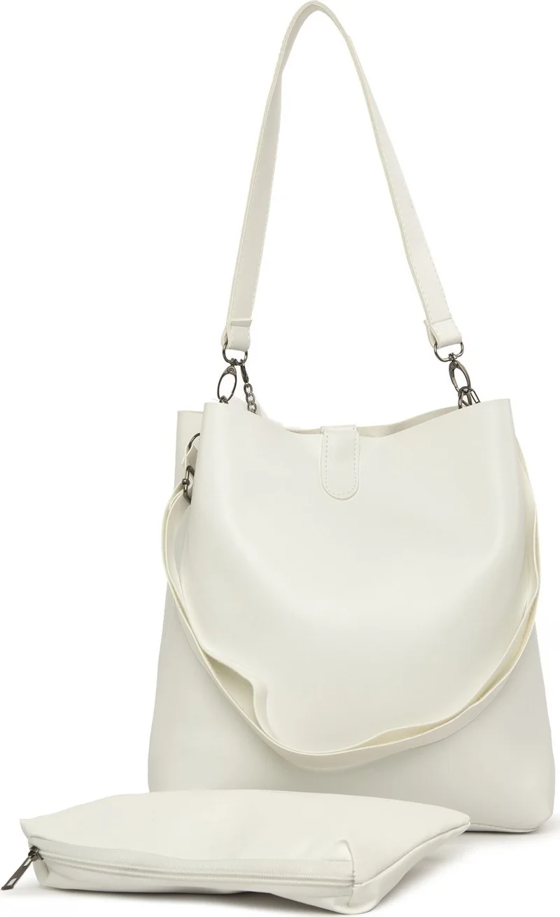 Bagmori White Striped Magnet Snap Bag