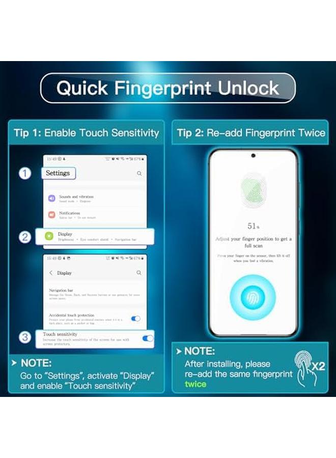 Jetech Screen Protector For Samsung Galaxy S24+ S24 Plus 6.7 Inch With Camera Lens Protector Tempered Glass Film Fingerprint Id Compatible Hd Clear 2 Pack Each - Image 1