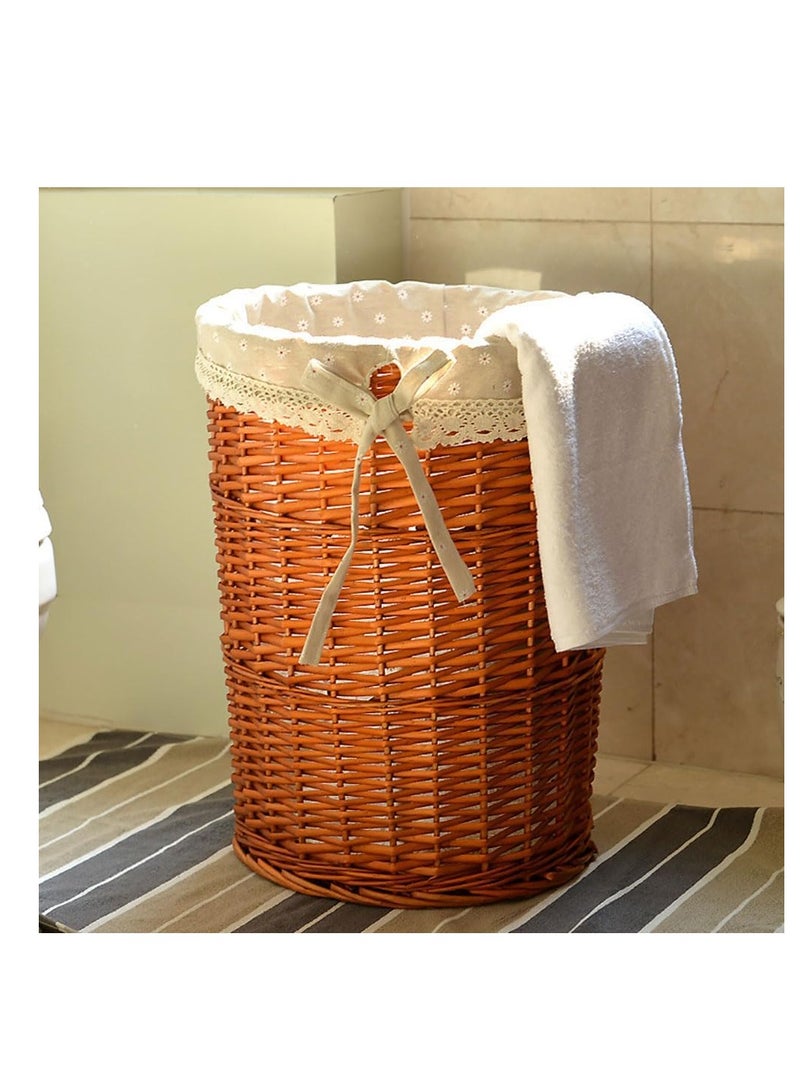 CityRiya-Long 2 حزمة سلة الغسيل الروطان الملابس المنزلية القذرة تعرقل سلة تخزين مستديرة من الخوص مع بطانة وغطاء (A-أبيض) - Image 5