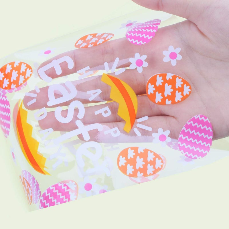 VEYLIN 120Pcs Easter Cellophane Goodie Bags, Plastic Easter Treat Bags Candy Cookie Bags with 150pcs Twist Ties 5â€ x 11â€ - Image 4