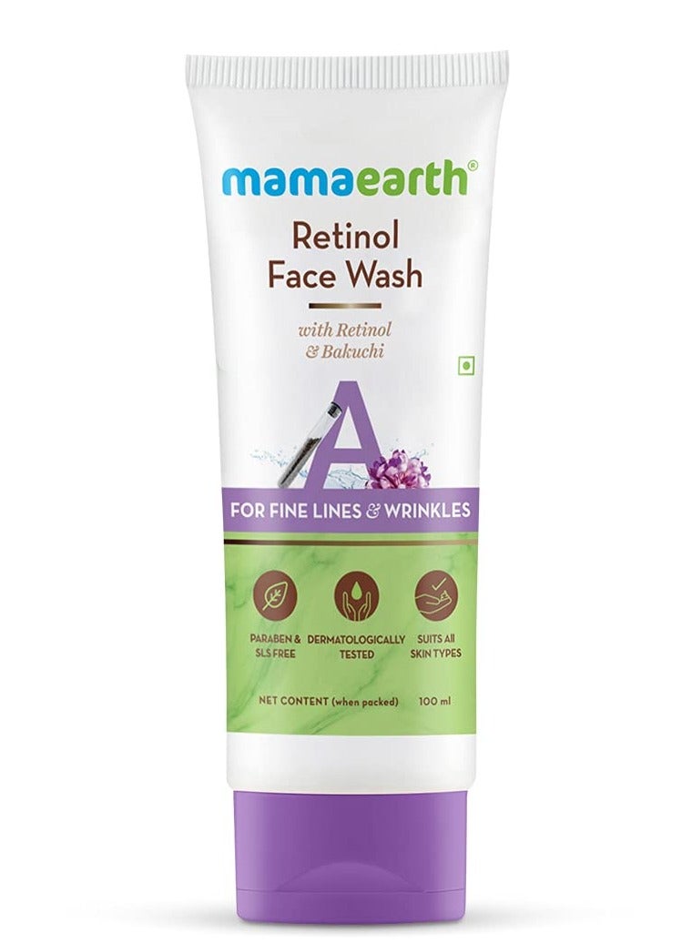 Mama Earth Retinol with Retinol & Bakuchi for Fine Lines and Wrinkles Face Wash (100 ml). - Image 1