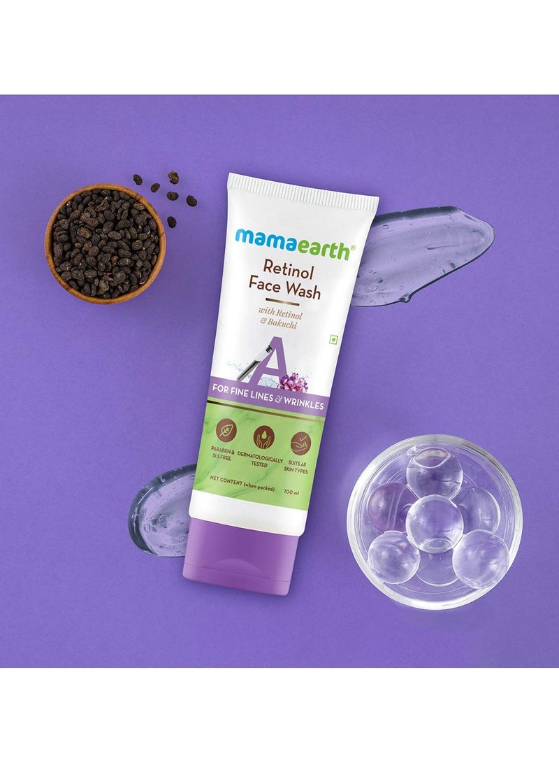 Mama Earth Retinol with Retinol & Bakuchi for Fine Lines and Wrinkles Face Wash (100 ml). - Image 2
