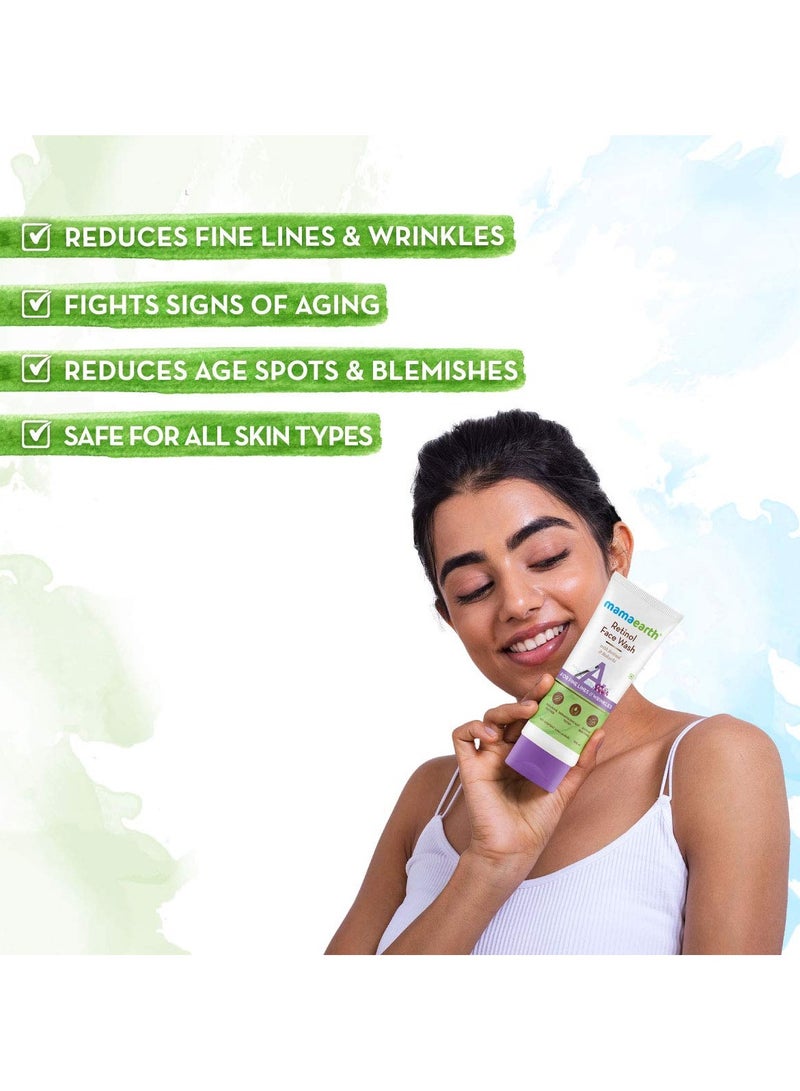 Mama Earth Retinol with Retinol & Bakuchi for Fine Lines and Wrinkles Face Wash (100 ml). - Image 3