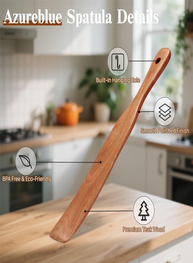 Azureblue 4Pcs Skinny Spurtle for Sourdough Starter, Reaching Bottom of Jars, Dough Whisk, Stirring, Mixing, Spreading, Wooden Stir Spurtles, Kitchen Tools for NonStick Cookware, Gift for Sourdough Lovers - Image 3