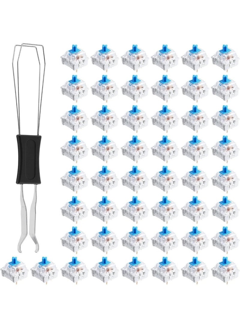 50 PCS استبدال المفتاح الأزرق ، مفاتيح لوحة المفاتيح كليكر مع أداة إزالة مفتاح كليكر الكتابة الدقيقة مقاومة للغبار والماء لوحات المفاتيح الملحقات لوحات المفاتيح الألعاب الميكانيكية / DIY Kit - Image 1