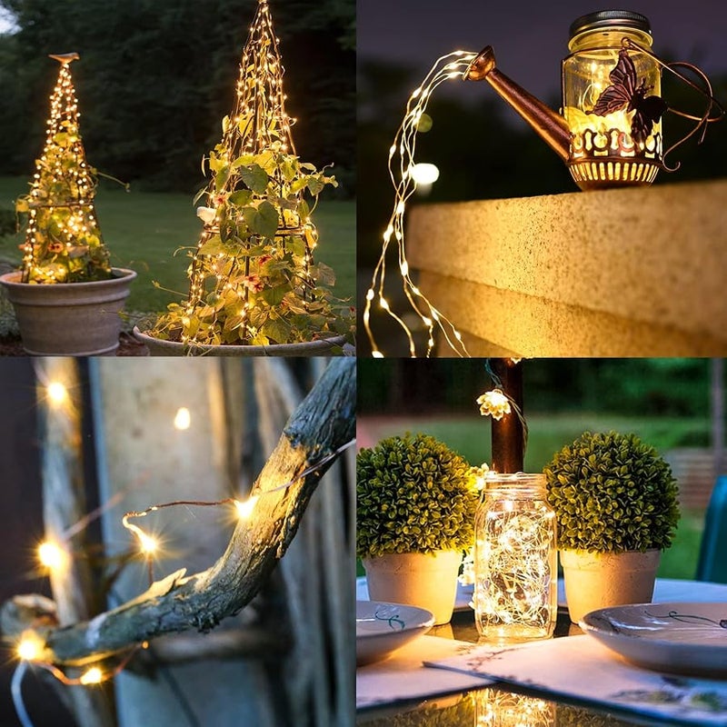 TW SHINE Warm White Solar String Lights Outdoor, 39.4 FT 120 LED Solar Powered Waterproof Fairy Lights 8 Modes Copper Wire Lights for Christmas Party Tree Wedding Yard Decorations, 4 Pack - Image 2