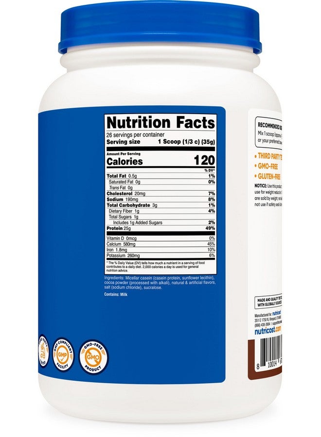 مسحوق بروتين الكازين من نيوتريكوست، 2 رطل، بنكهة الشوكولاتة - كازين ميسيلار، خالٍ من الغلوتين، وغير معدل وراثيًا - Image 4