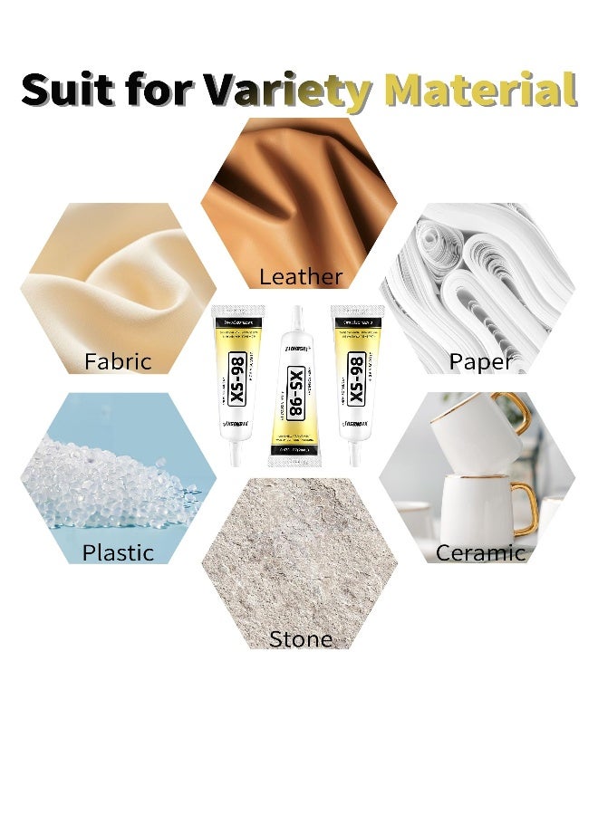 Generic 60ml Fabric Glue, 4 Pcs Fabric Glue for Clothing Permanent Washable Clear Fabric Adhesive for All Fabrics, Cotton, Flannel, Denim, Leather, Polyester, Doll Repair, Patches, PU - Image 2