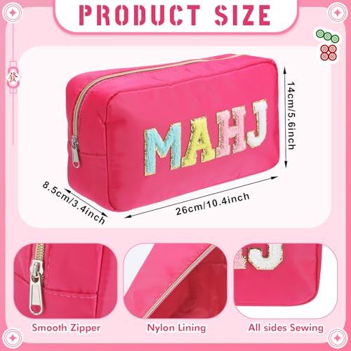 Sunnymove Empty Mahjong Bag Thickened American Mahjong Tiles Bag with Zipper Storage Pouch for Board Game Pieces Game Party Travel Gatherings Accessories 104x56 Case OnlyMahjHot Pink - Image 5