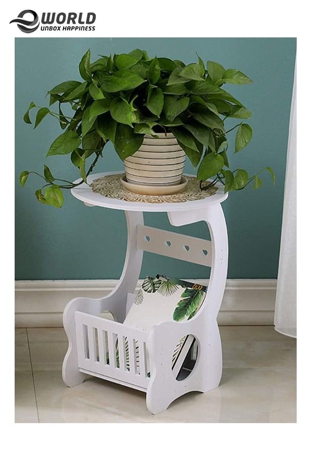 Eworld Moveable Bedside Storage Table and Living Room Book Shelves Display Stand For Plants - Image 3
