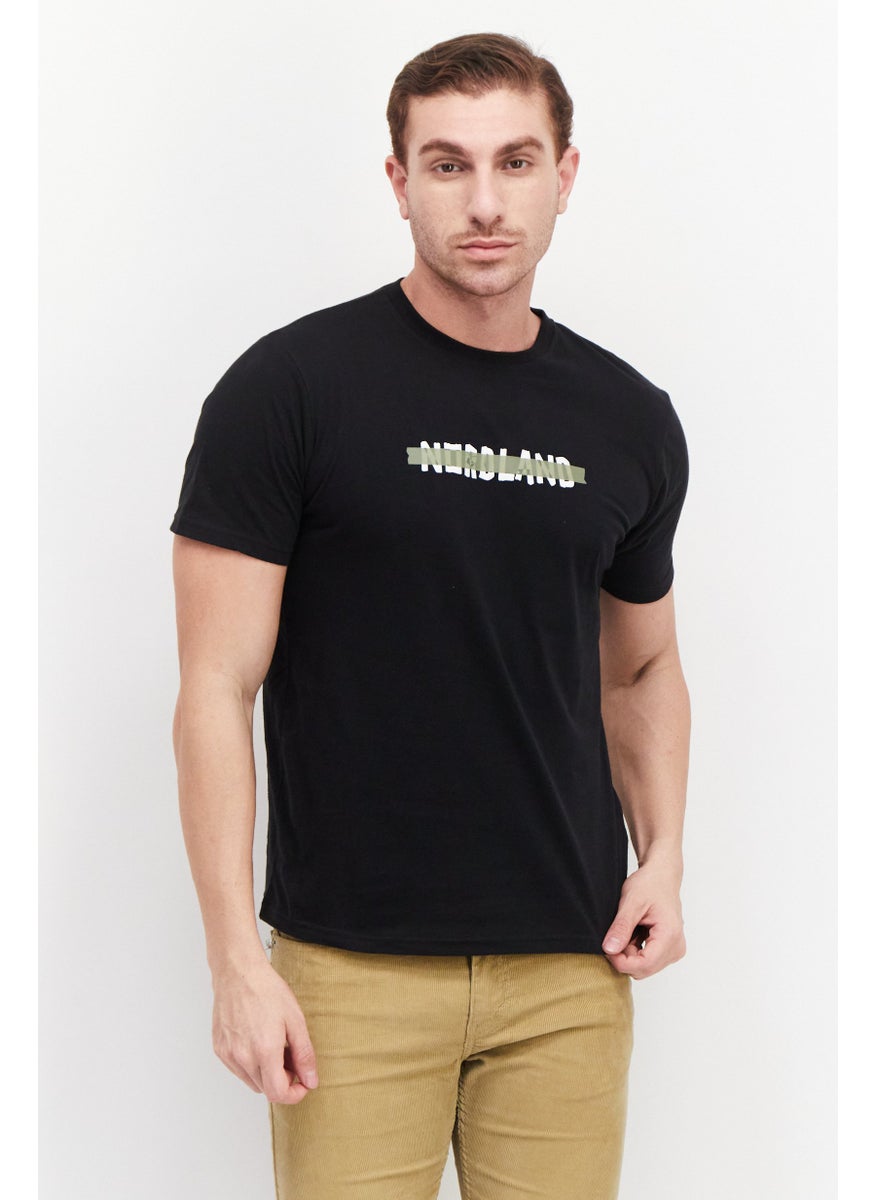 Nordland Men Crew Neck Short Sleeve Brand Logo T-Short, Black  - Image 1