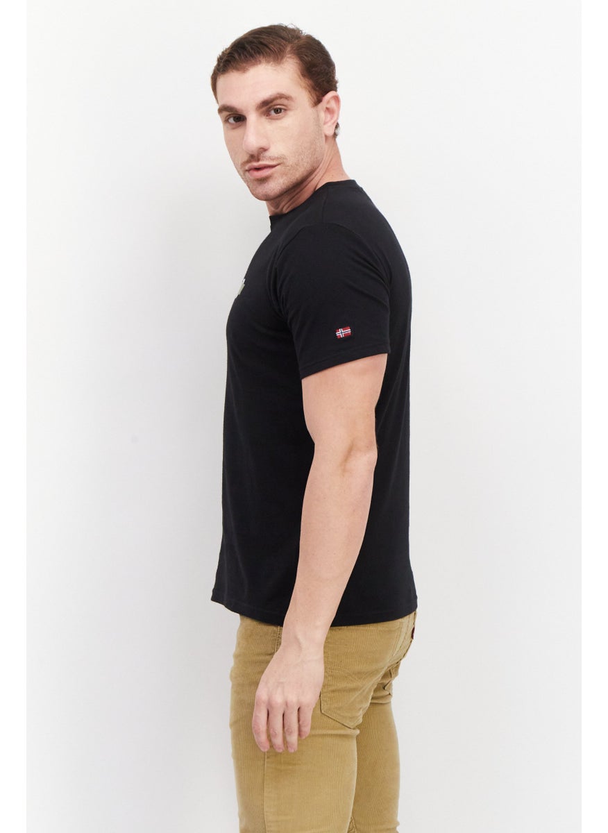 Nordland Men Crew Neck Short Sleeve Brand Logo T-Short, Black  - Image 3