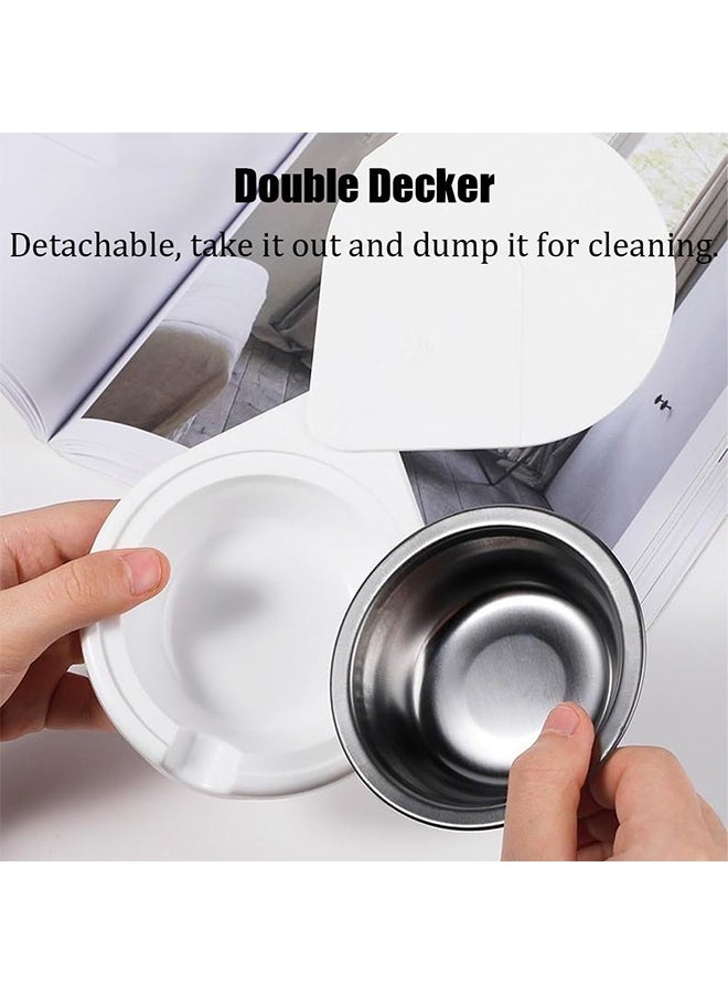 منفضة سجائر مخفية تحت المكتب، منفضة سجائر من الفولاذ المقاوم للصدأ مع غطاء، منفضة سجائر دوارة بتصميم مخفي مع غطاء، صواني سيجار مقاومة للمطر للشرفة والمنزل والمكتب، قطعتان - Image 3