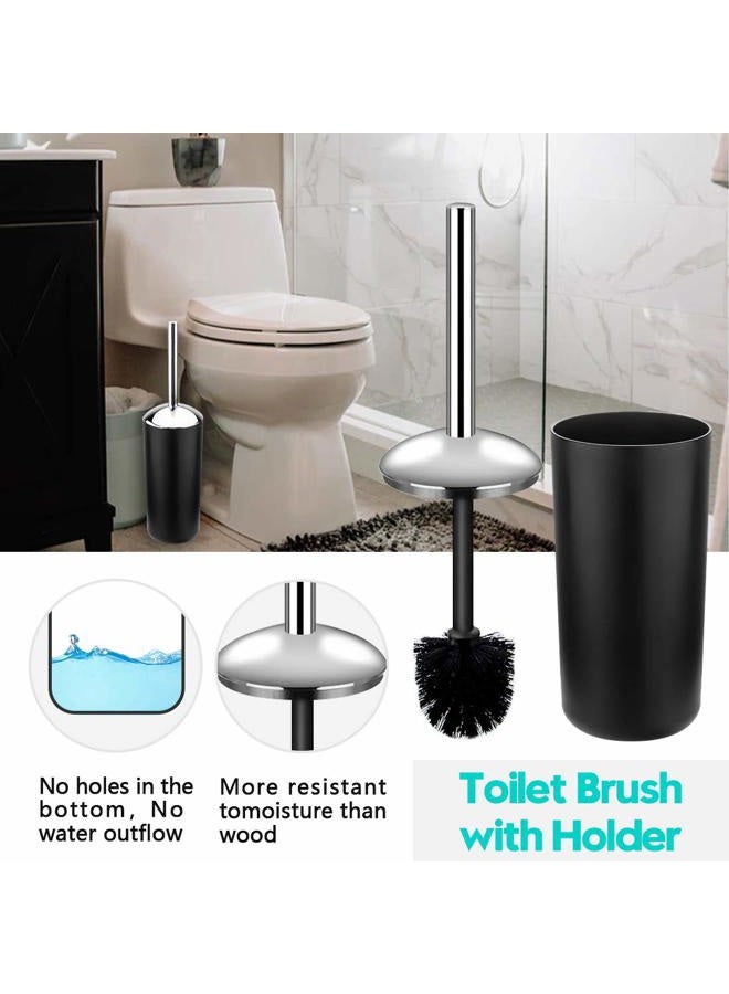Papillon Bathroom Accessories Set-6 Piece Plastic Gift Set Toothbrush Holder,Toothbrush Cup,Soap Dispenser,Soap Dish,Toilet Brush Holder,Trash Can,Tumbler Straw Set Bathroom (Black) - Image 5