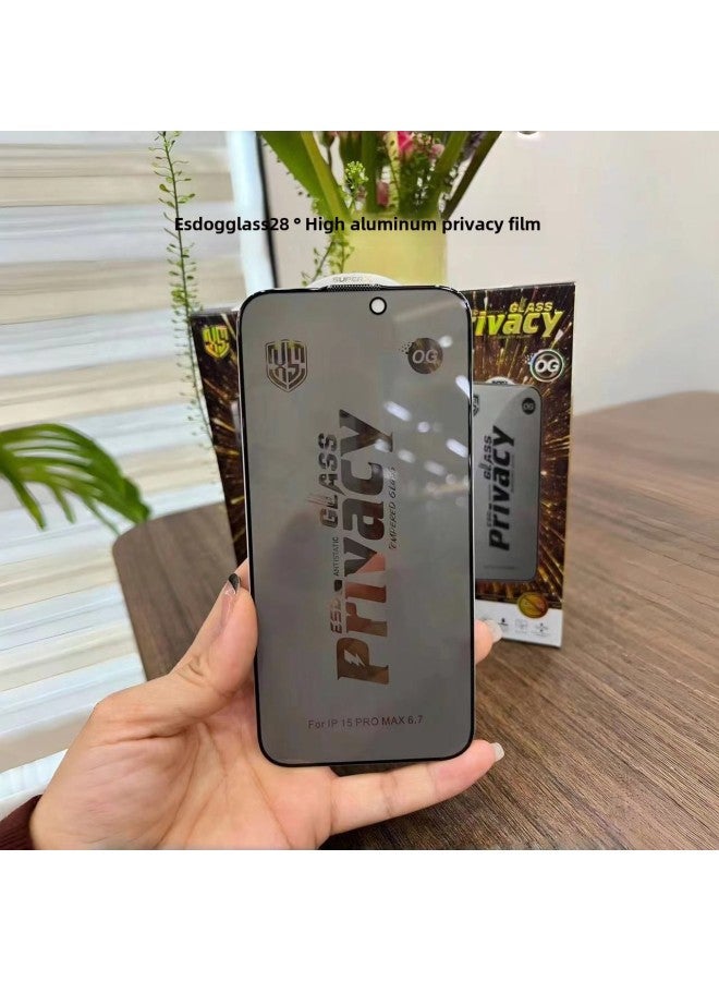 Applicable To Apple 15 High Aluminum Anti-peep Tempered Film Iphone14promax Dust Net 13pro Full Screen 12/11/X-Color:ESD Dust Net Anti-static High Aluminum Anti-peep Film-Dimensions:iphone16promax (special Thick Glue, High Adhesion To The White Edge) - Image 1
