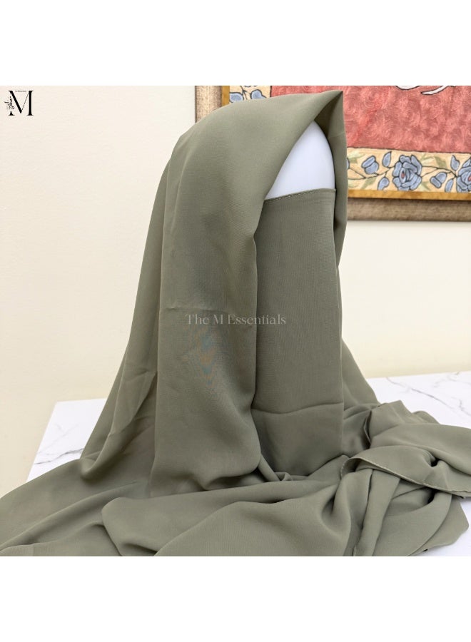 The M Essentials Sage Green Chiffon Hijab + Niqab Set - Image 2