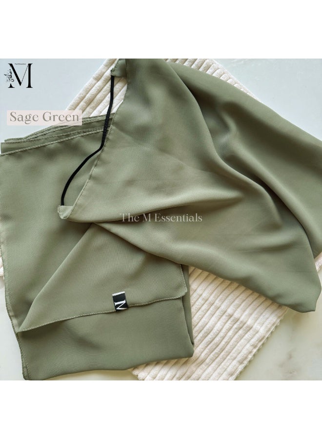 The M Essentials Sage Green Chiffon Hijab + Niqab Set - Image 3