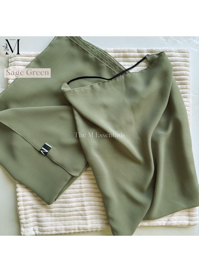 The M Essentials Sage Green Chiffon Hijab + Niqab Set - Image 4
