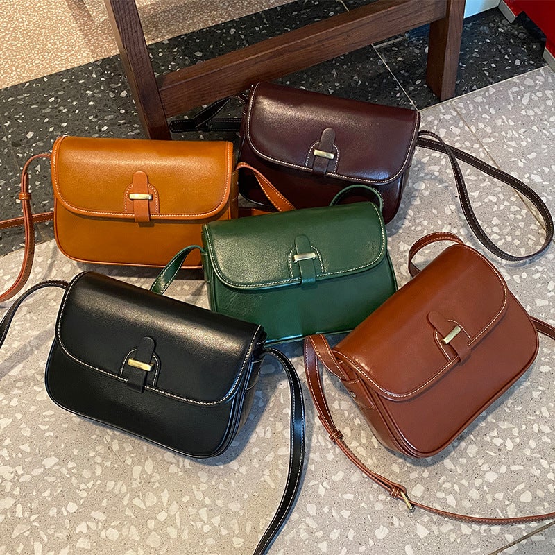 Genuine Leather Women'S Bag Small Square Bag Retro Large Capacity Commuter Shoulder Bag Fashionable Versatile Elegant Crossbody Bag - Image 5