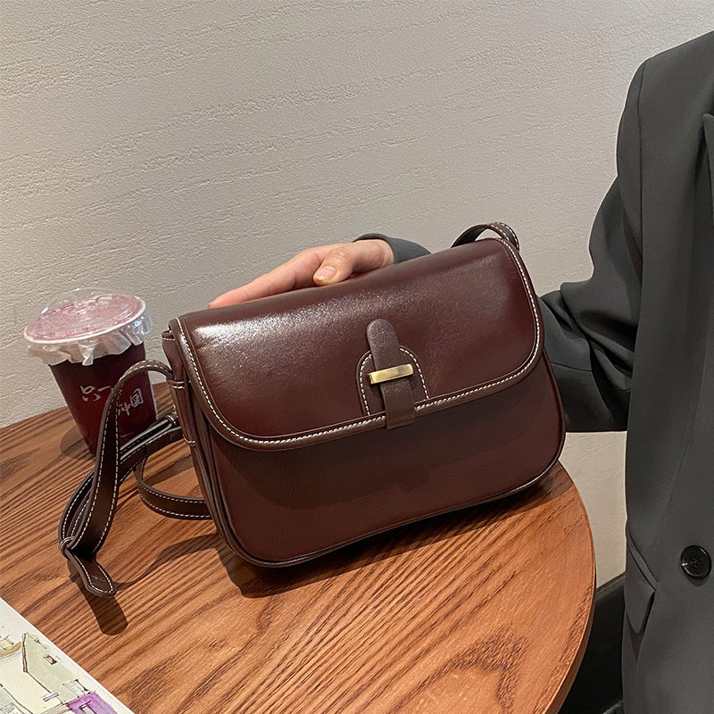 Genuine Leather Women'S Bag Small Square Bag Retro Large Capacity Commuter Shoulder Bag Fashionable Versatile Elegant Crossbody Bag - Image 4