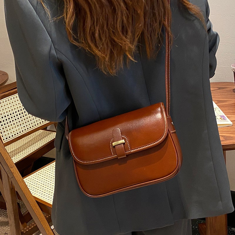 Genuine Leather Women'S Bag Small Square Bag Retro Large Capacity Commuter Shoulder Bag Fashionable Versatile Elegant Crossbody Bag - Image 2