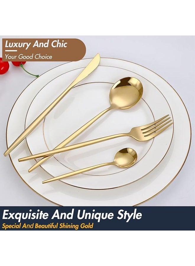 طقم معالق فاخر مطلي ذهبي – 24 قطعة مع علبة تقديم أنيقة - Image 2