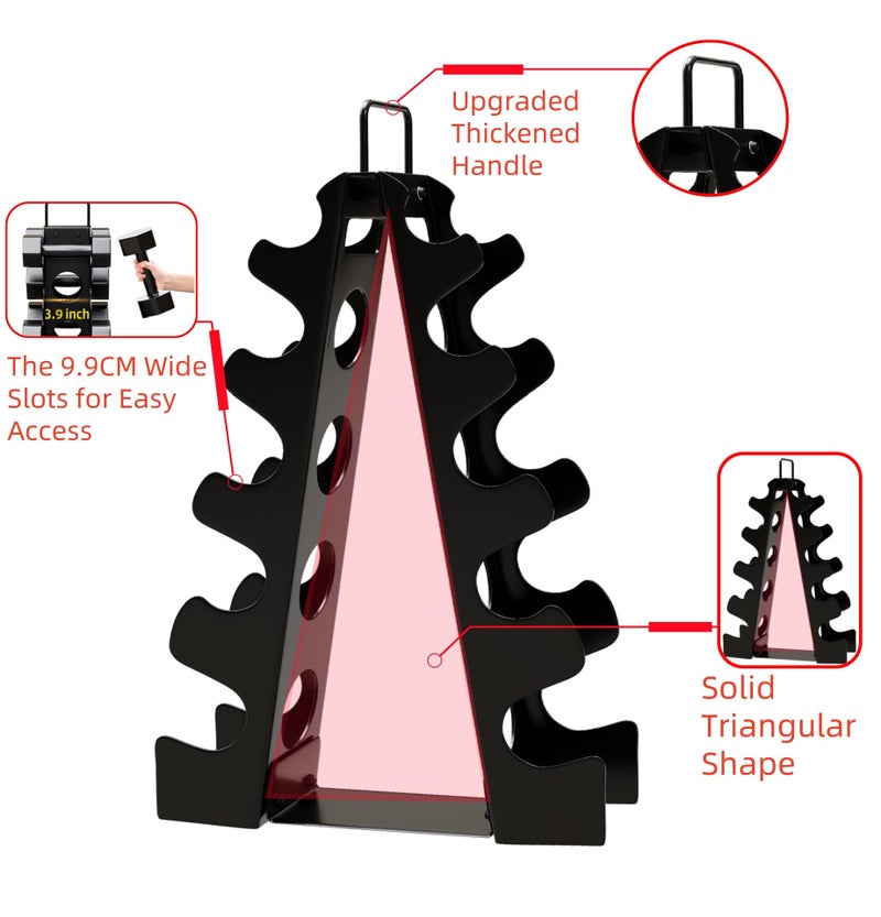 Bupans Weight Rack for Dumbbells, 5 Tiers Compact A-Frame Home Gym Organizer, Dumbbell Rack Stand Only, Alloy Steel Dumbbell Rack with Handle for Home Gym and Workout (Dumbbells Not Include) - Image 3