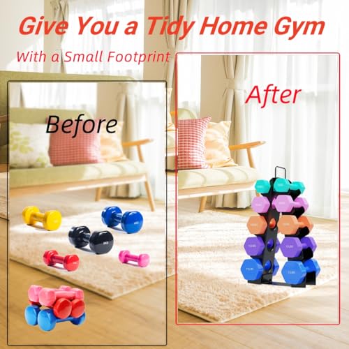 Bupans Weight Rack for Dumbbells, 5 Tiers Compact A-Frame Home Gym Organizer, Dumbbell Rack Stand Only, Alloy Steel Dumbbell Rack with Handle for Home Gym and Workout (Dumbbells Not Include) - Image 5