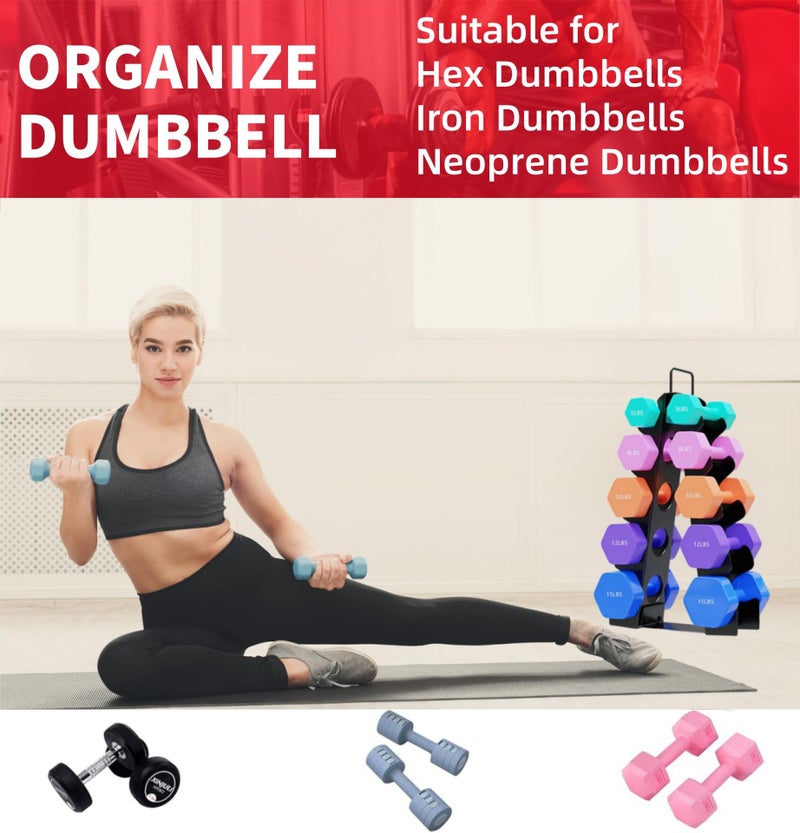 Bupans Weight Rack for Dumbbells, 5 Tiers Compact A-Frame Home Gym Organizer, Dumbbell Rack Stand Only, Alloy Steel Dumbbell Rack with Handle for Home Gym and Workout (Dumbbells Not Include) - Image 4
