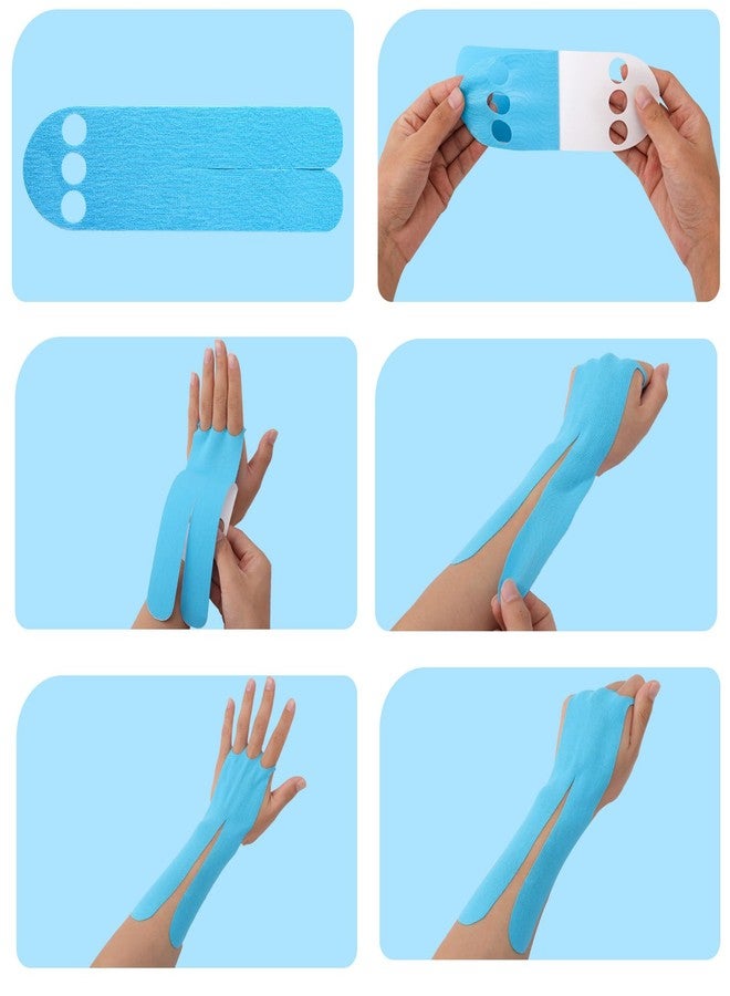 lasuroa 10pcs Pre-Cut Kinesiology Tape for Hands, Breathable Latex-Free Sports Tape Waterproof Elastic Athletic Accessories for Wrist Hand (Blue) - Image 5
