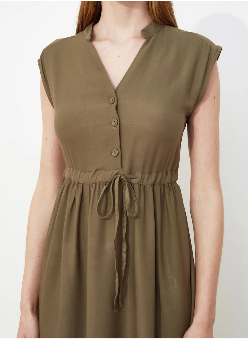 trendyol Pleated V-Neck Dress