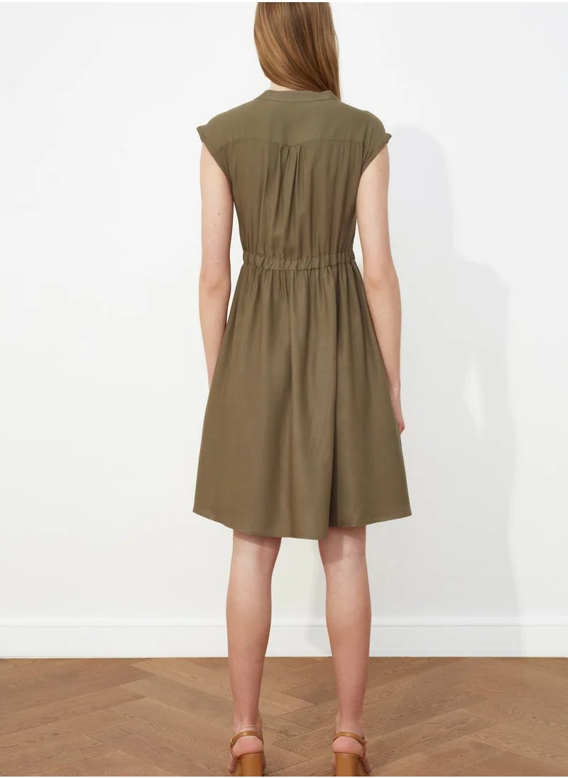 trendyol Pleated V-Neck Dress