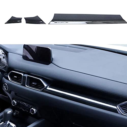 BOYOUS 3PCS ABS Carbon Fiber Center Console Dash Board Panel Trim Interior Decoration Frame Instrument Cover Accessories for Mazda CX-5 2017 2018 2019 2020 2021 2023 2024 (Carbon Fiber) - Image 1