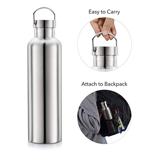 Gteller Stainless Steel Vacuum Insulated Water Bottle 34/25/20/17/12oz 18/8 for Hot and Cold Drinks, Double Walled, Leak Proof (Silver(34oz)) - Image 5