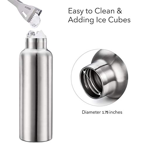 Gteller Stainless Steel Vacuum Insulated Water Bottle 34/25/20/17/12oz 18/8 for Hot and Cold Drinks, Double Walled, Leak Proof (Silver(34oz)) - Image 3